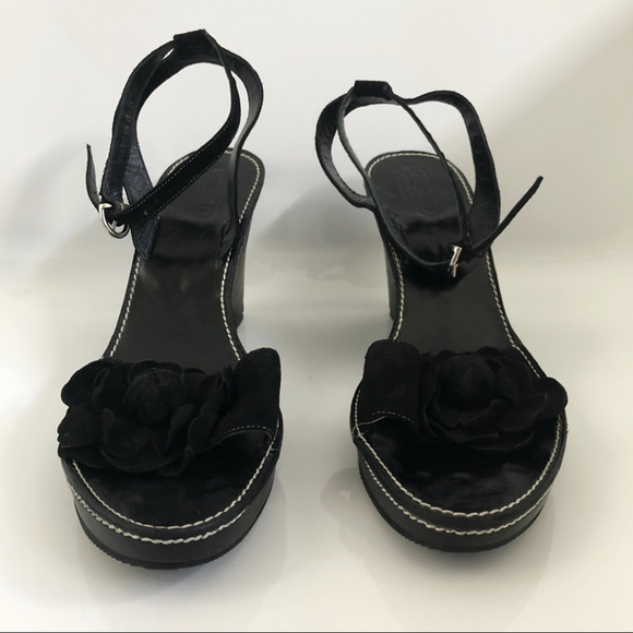 Black Suede & Leather Wedges by Coach sz 10B - Picture 8 of 8